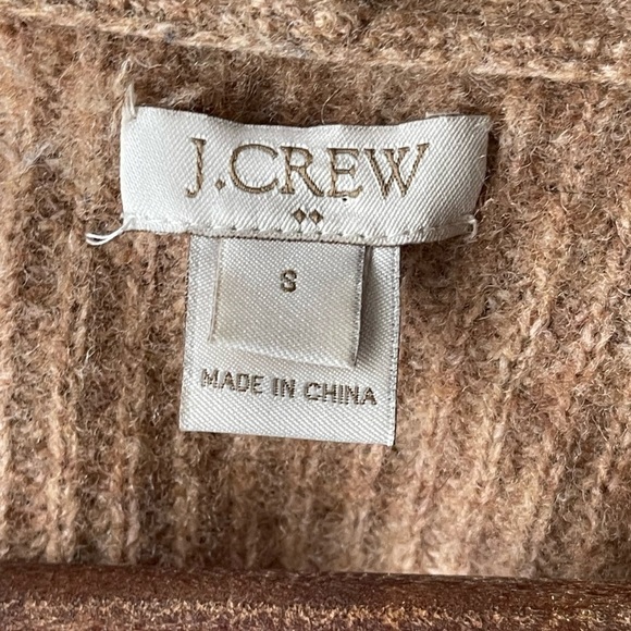 J Crew Factory cardigan sweater womens tan brown lambswool blend small - Picture 4 of 10
